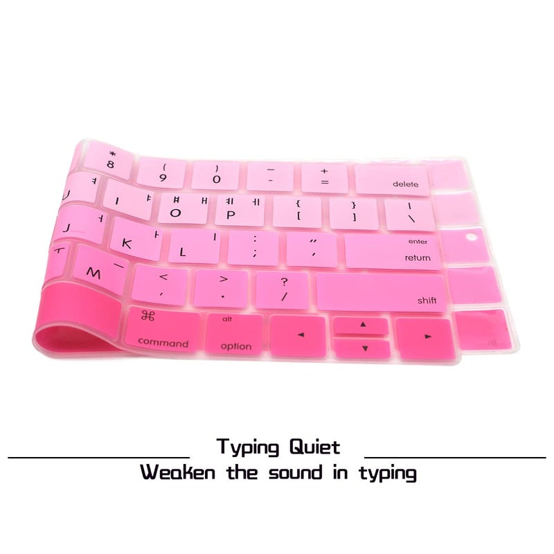 HRH Korean Language Silicone Keyboard Cover for MacBook Pro with Touch Bar 13 Inch and 15 Inch (A2159/A1989/A1706,A1990/A1707) 2019 2018 2016 2017 Release USA Version,Ombre Pink - Image 2
